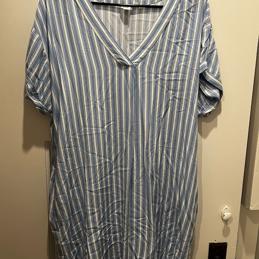 GAP Blue and White Vertical Stripe Dress